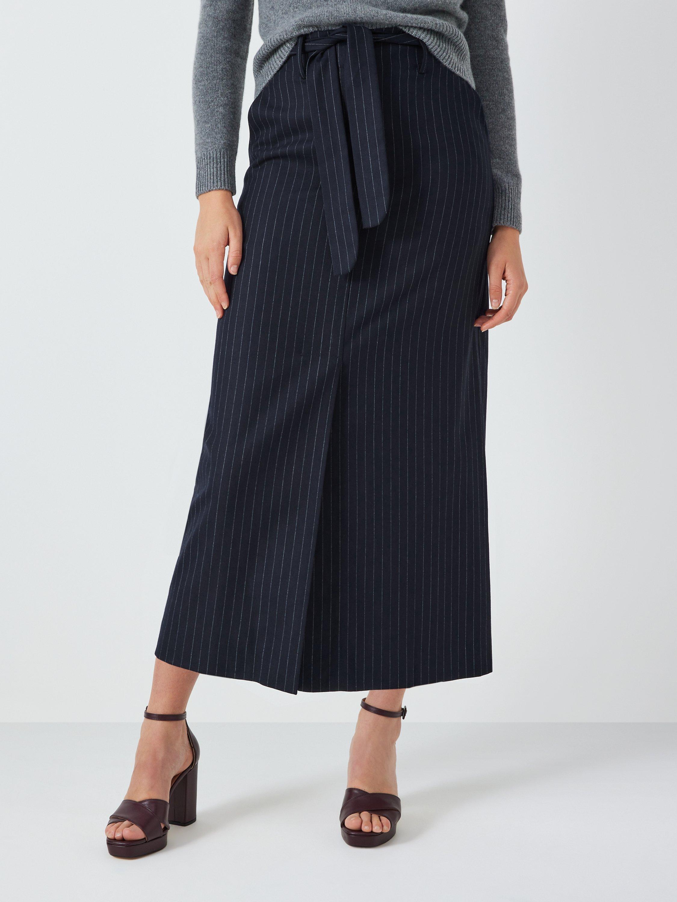 John Lewis Pin Stripe Skirt, Navy