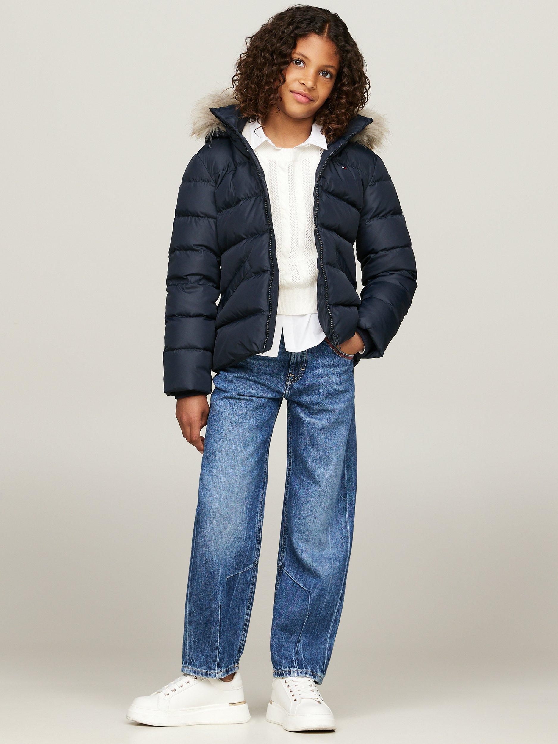 Tommy Hilfiger Kids Essential Down Faux Fur Hood Jacket Desert Sky