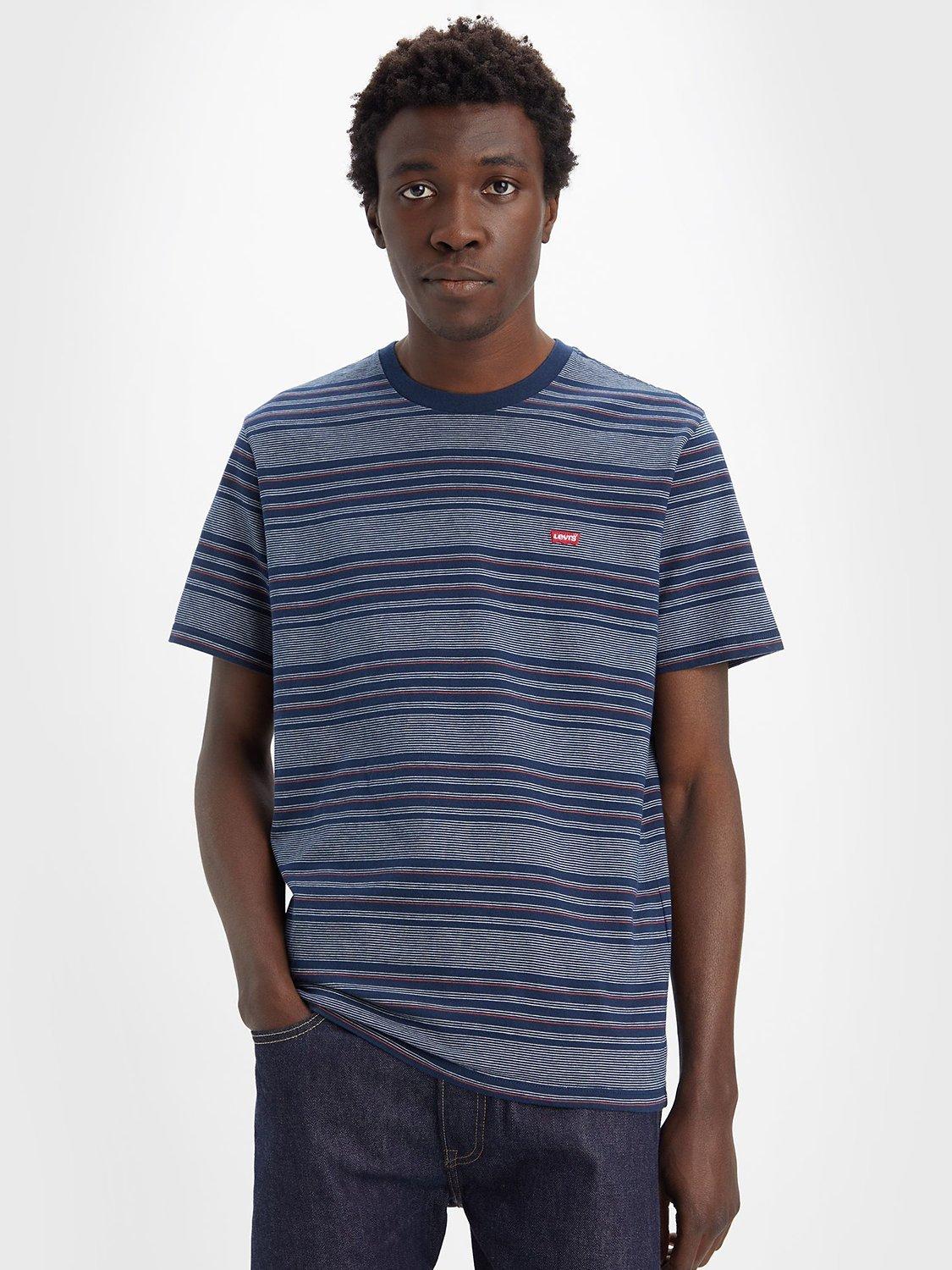 Levi's Original Housemark Logo Stripe Tee, Navy Stripe, M