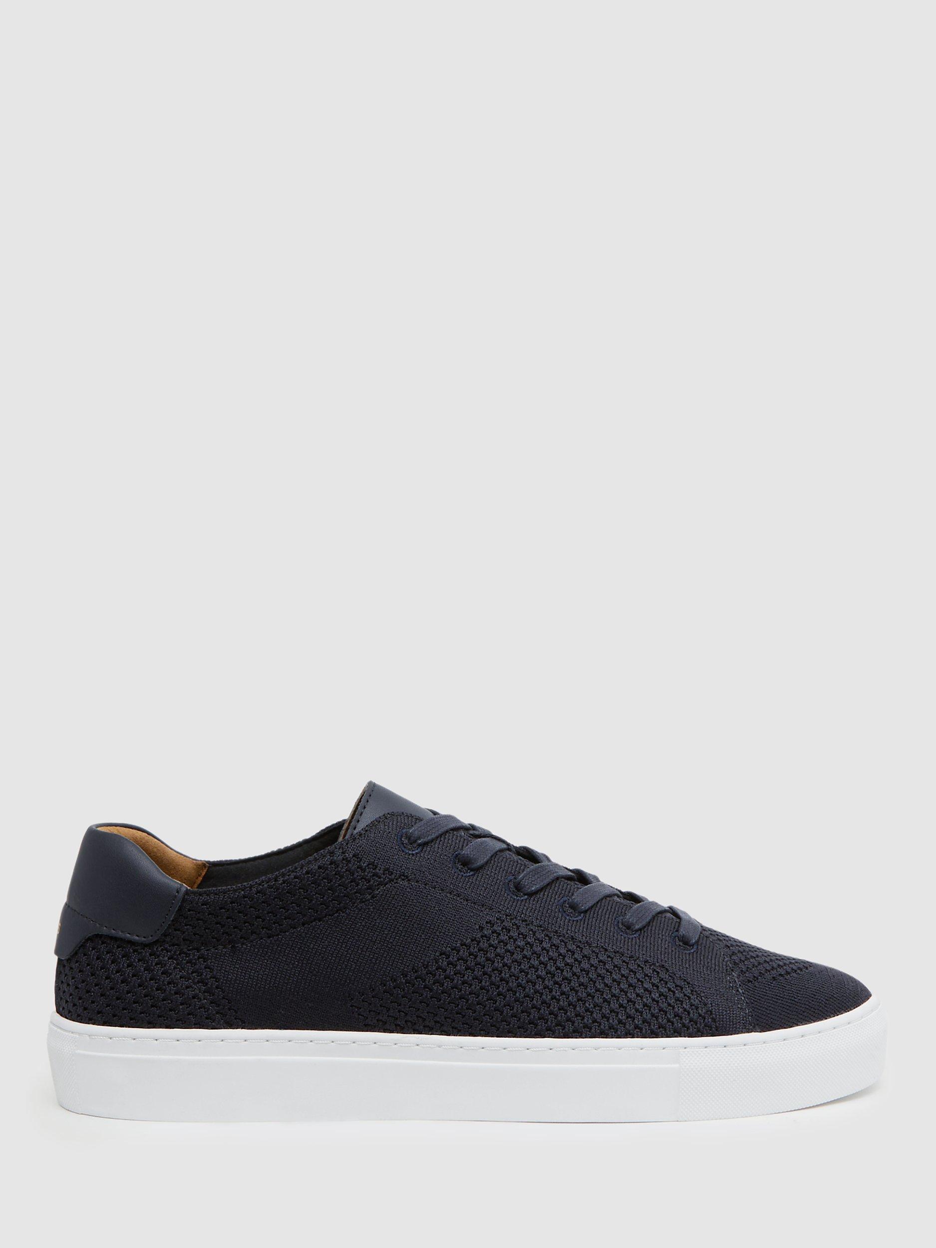 Reiss Finley Knit Low Top Trainers, Navy