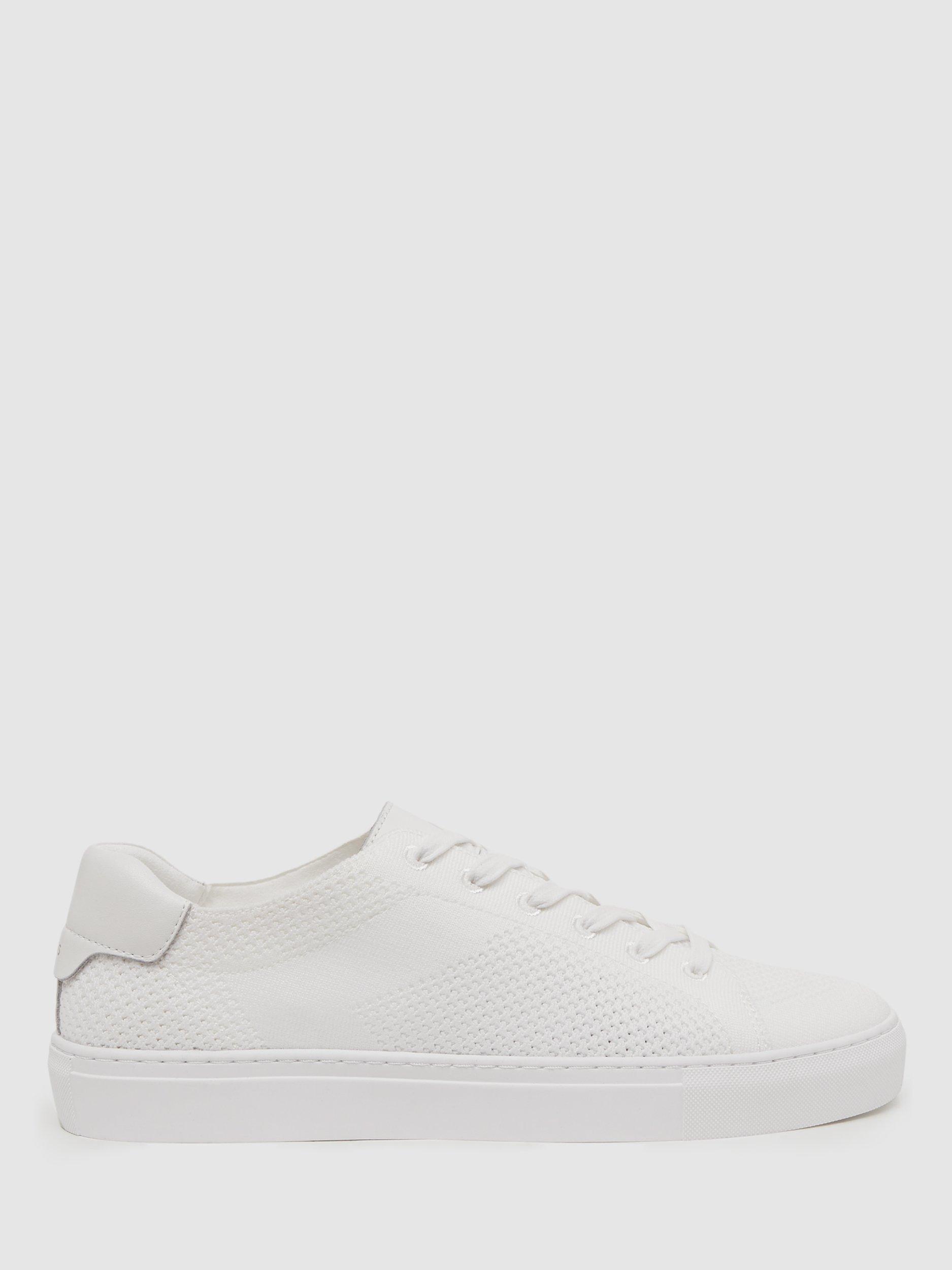 Reiss Finley Knit Low Top Trainers, White