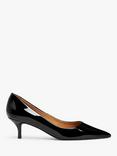 John Lewis Alabama Leather Kitten Heel Closed Pointed Court Shoes, Black