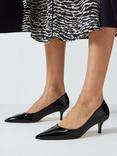 John Lewis Alabama Leather Kitten Heel Closed Pointed Court Shoes, Black