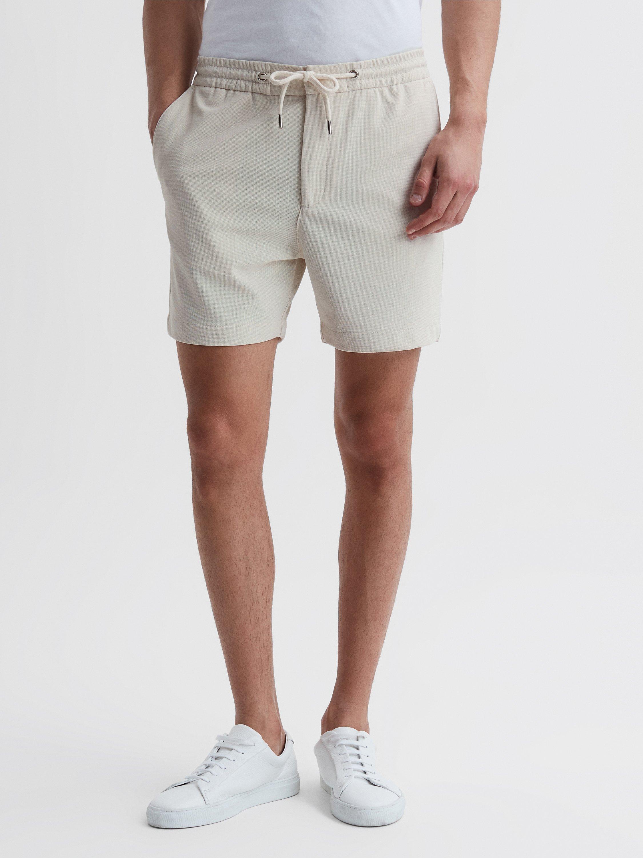 Reiss Newmark Textured Drawstring Shorts, Stone