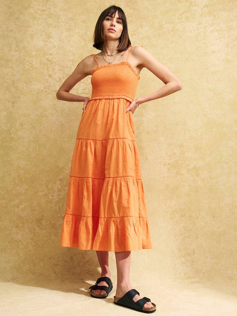 Nobody's Child Petite Maisi Ruched Tiered Dress, Orange