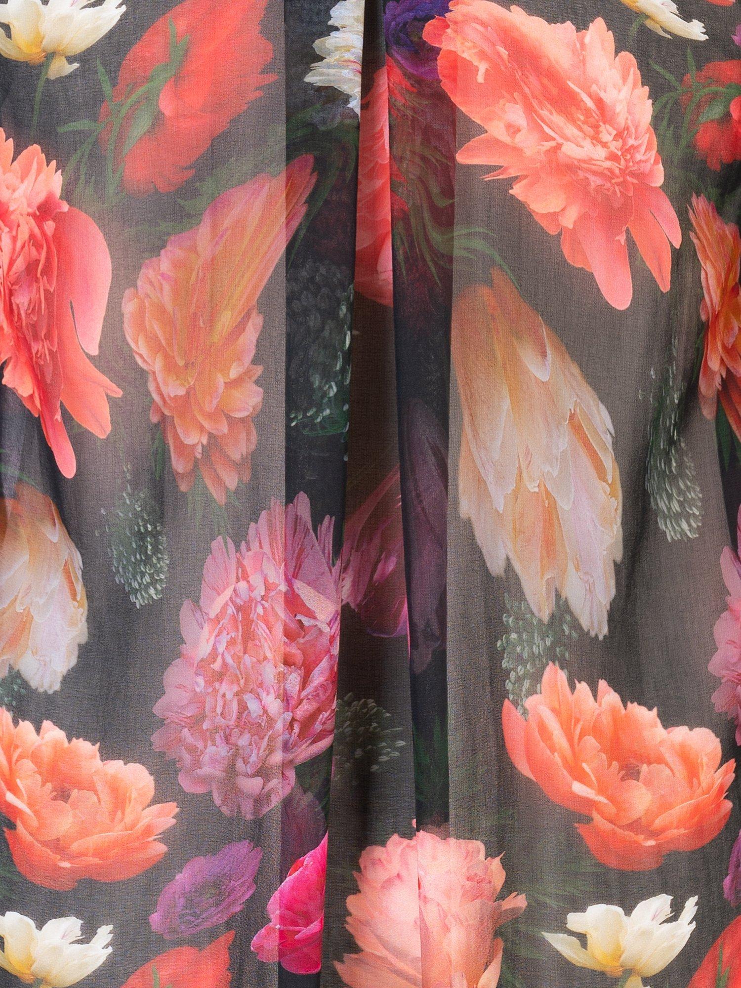 Product image 7 of 7, which shows chesca Rose Print Chiffon Kimono, Black/Multi, 12-14