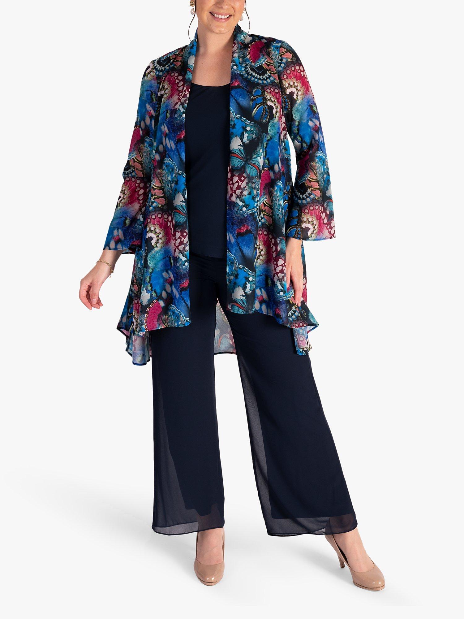 chesca Butterfly Print Chiffon Swing Jacket, Multi