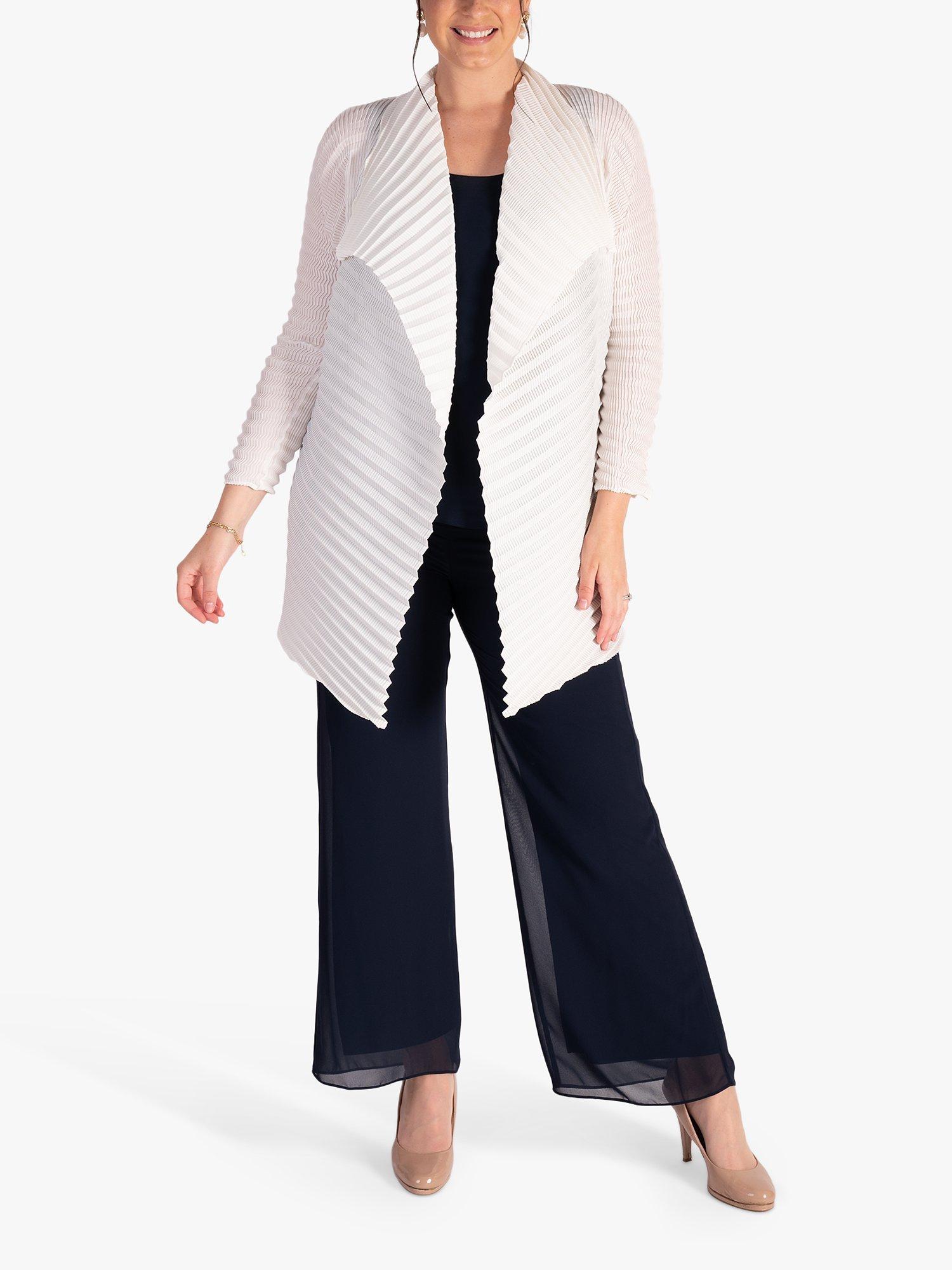 Product image 1 of 8, which shows chesca Concertina Pleated Jacket, Ivory, S-M