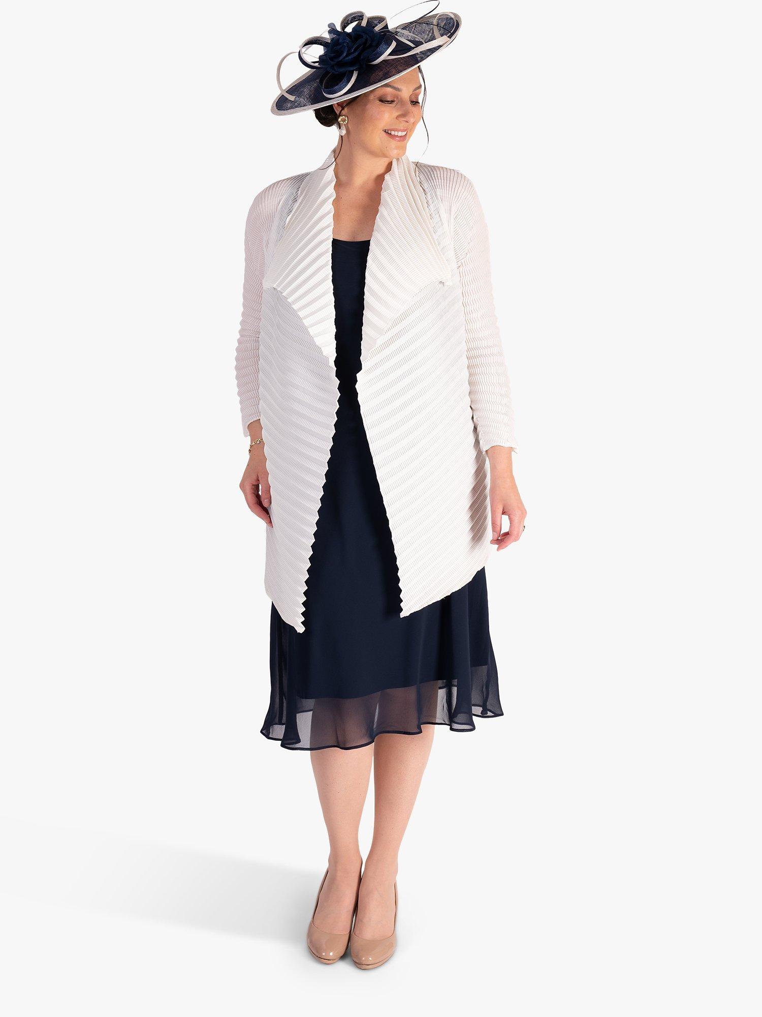 Product image 3 of 8, which shows chesca Concertina Pleated Jacket, Ivory, S-M