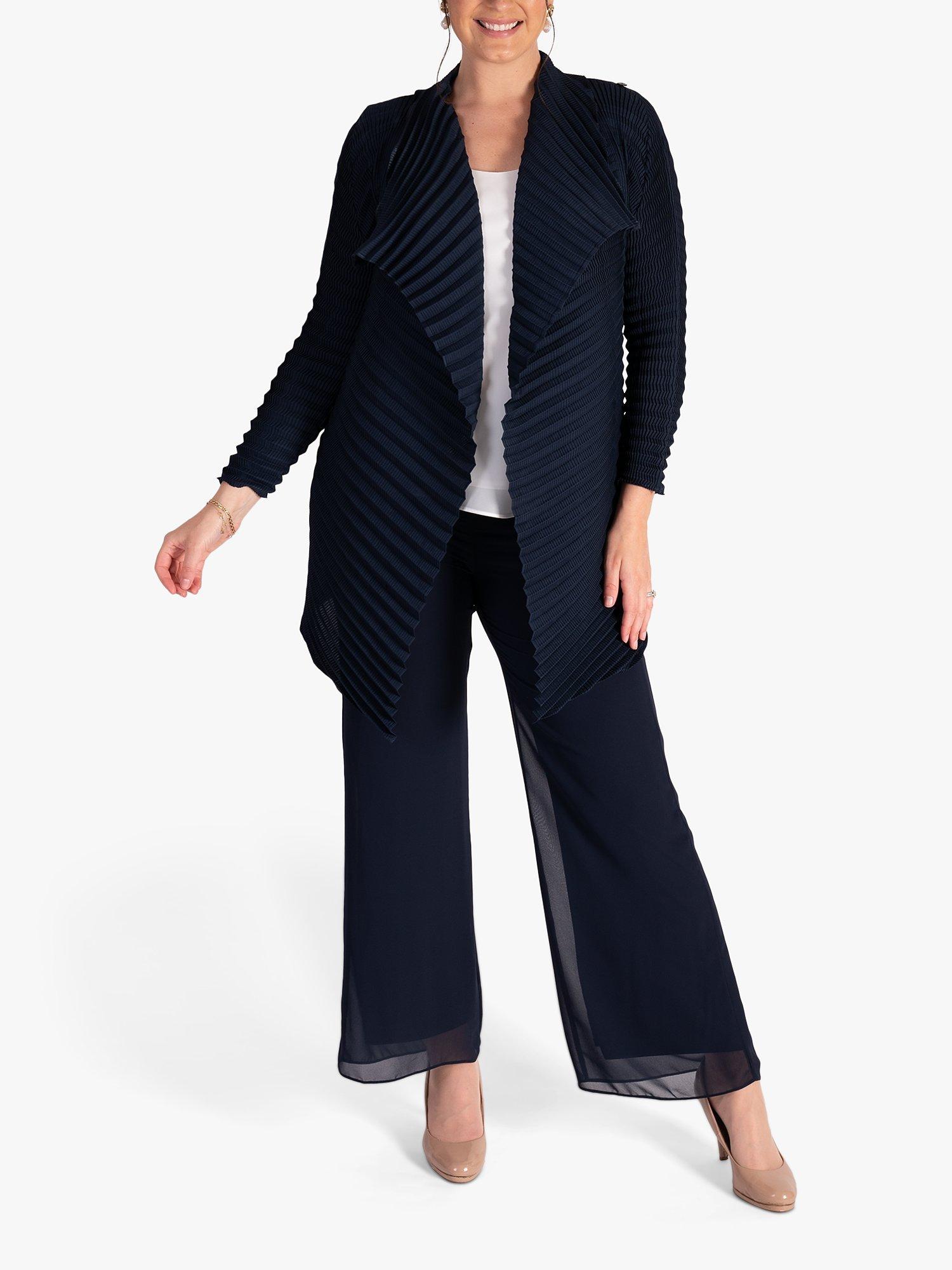 Product image 1 of 8, which shows chesca Concertina Pleated Jacket, Navy, S-M