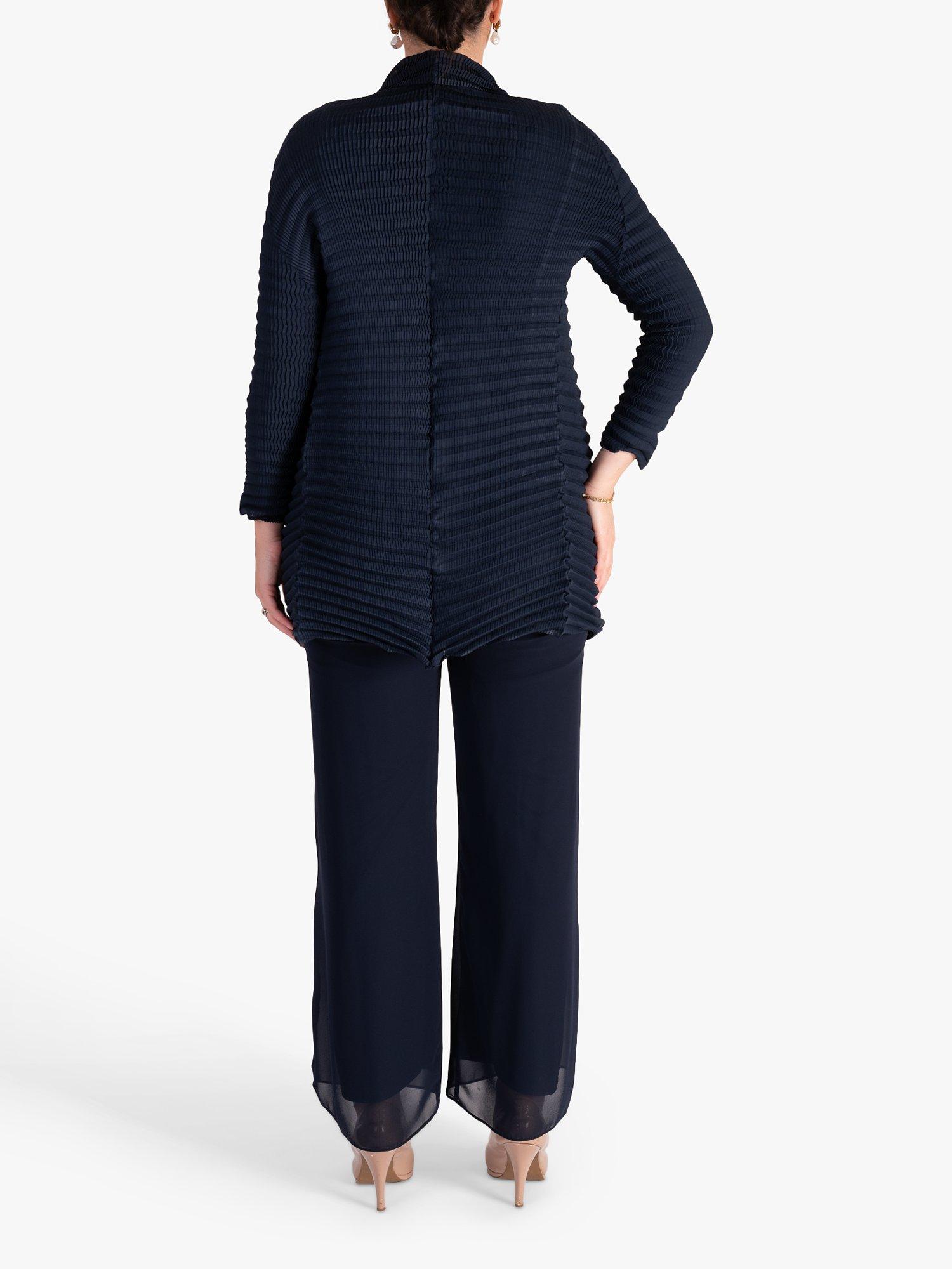 Product image 2 of 8, which shows chesca Concertina Pleated Jacket, Navy, S-M