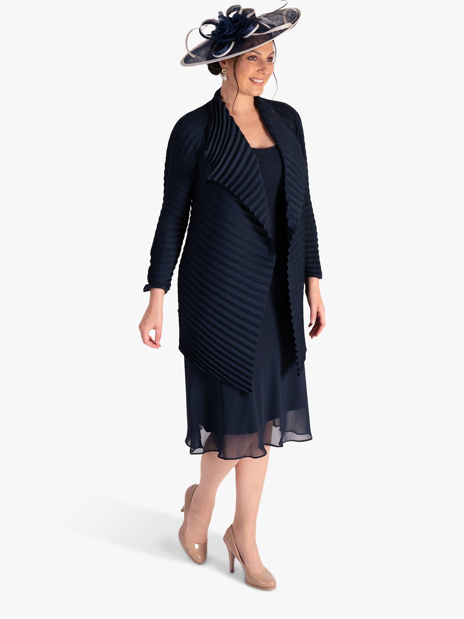 Product image 3 of 8, which shows chesca Concertina Pleated Jacket, Navy, S-M