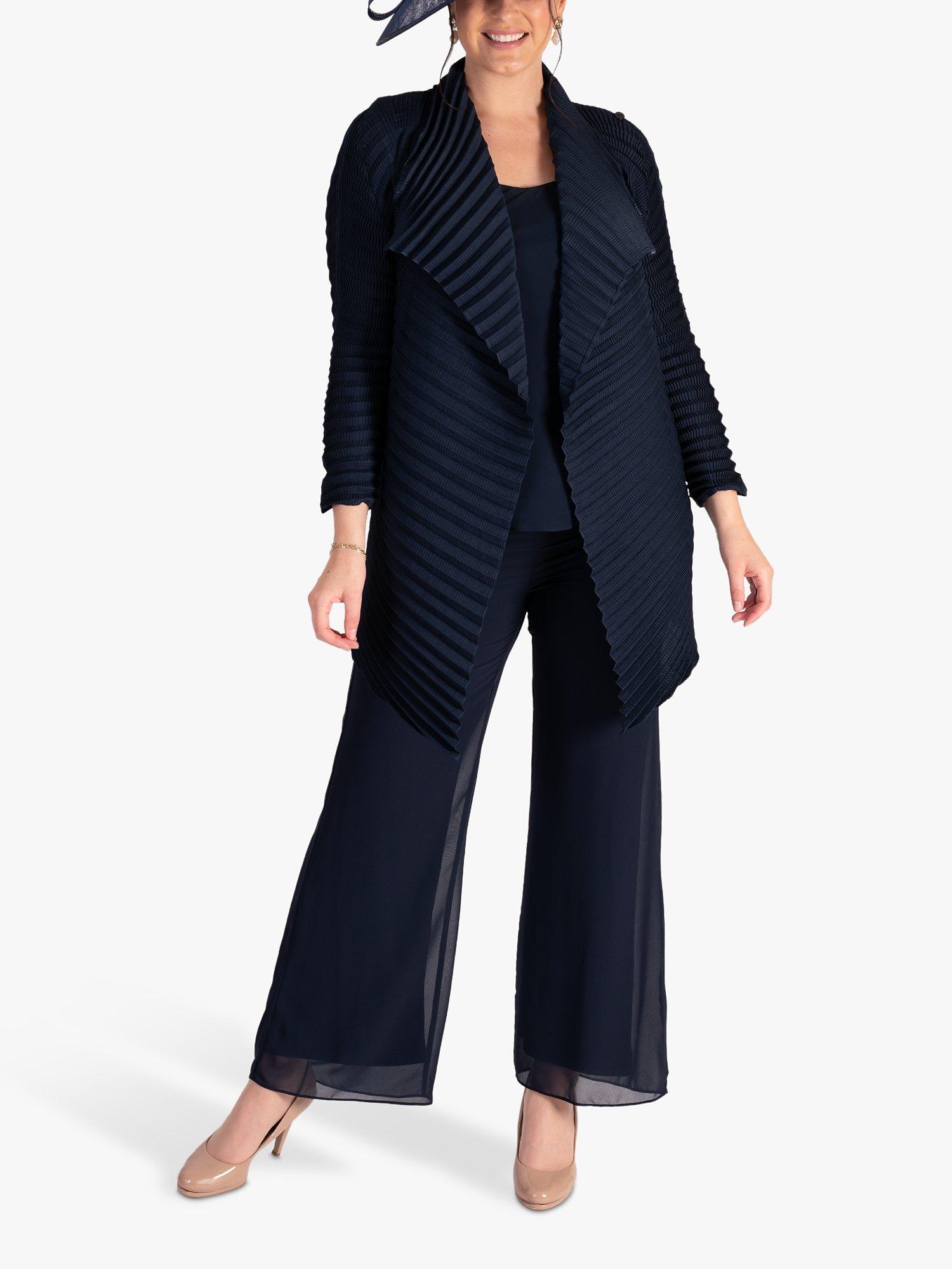 Product image 5 of 8, which shows chesca Concertina Pleated Jacket, Navy, S-M