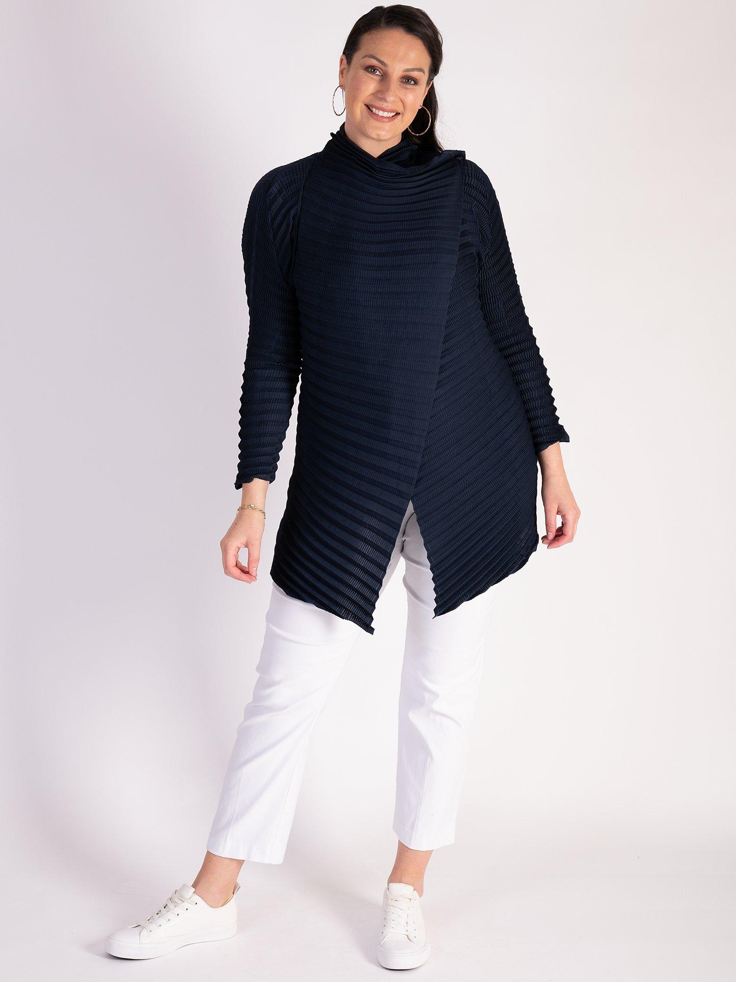 Product image 7 of 8, which shows chesca Concertina Pleated Jacket, Navy, S-M