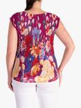 chesca Floral Border Print Pleated Top, Fuchsia/Multi