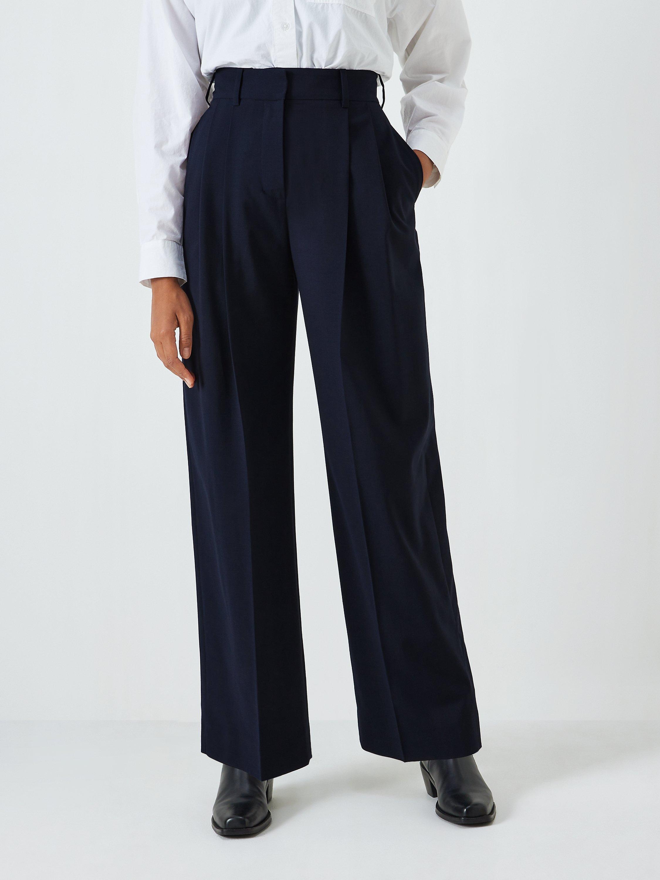 John Lewis Plain Wool Blend Wide Leg Trousers