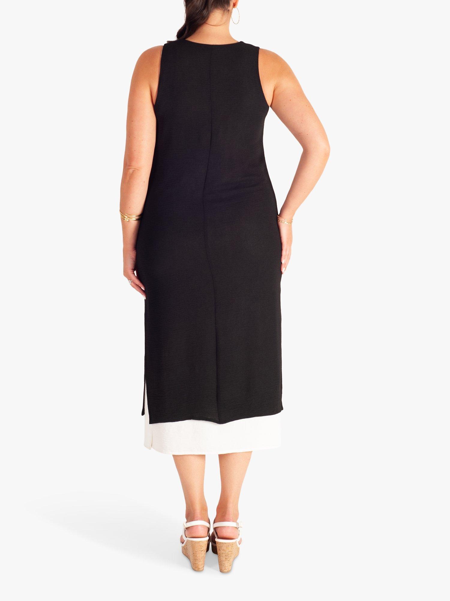 Product image 2 of 5, which shows chesca Double Layer Sleeveless Midi Dress, Black/White, 18-20