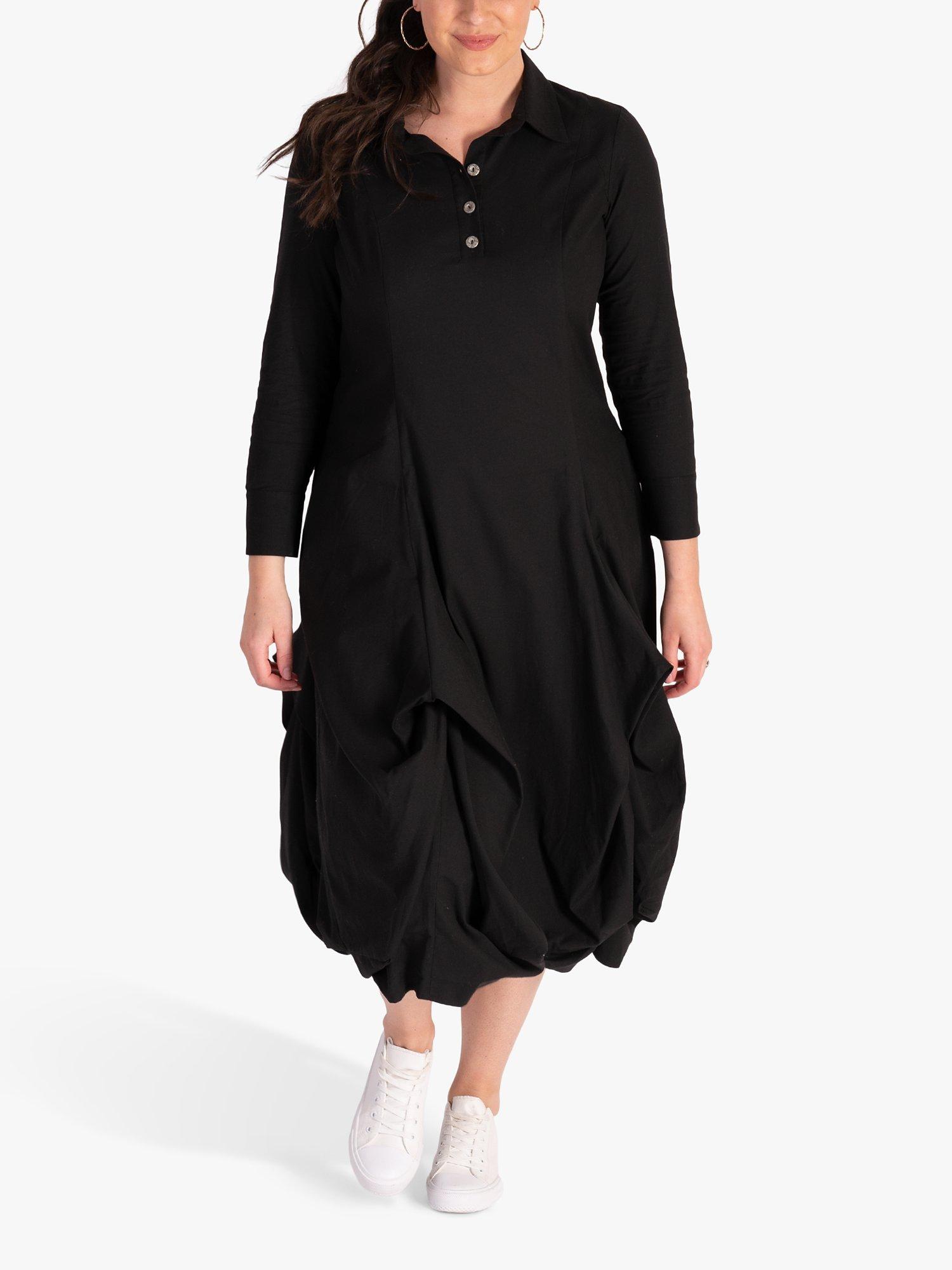 chesca Tuck Detail Midi Dress Black