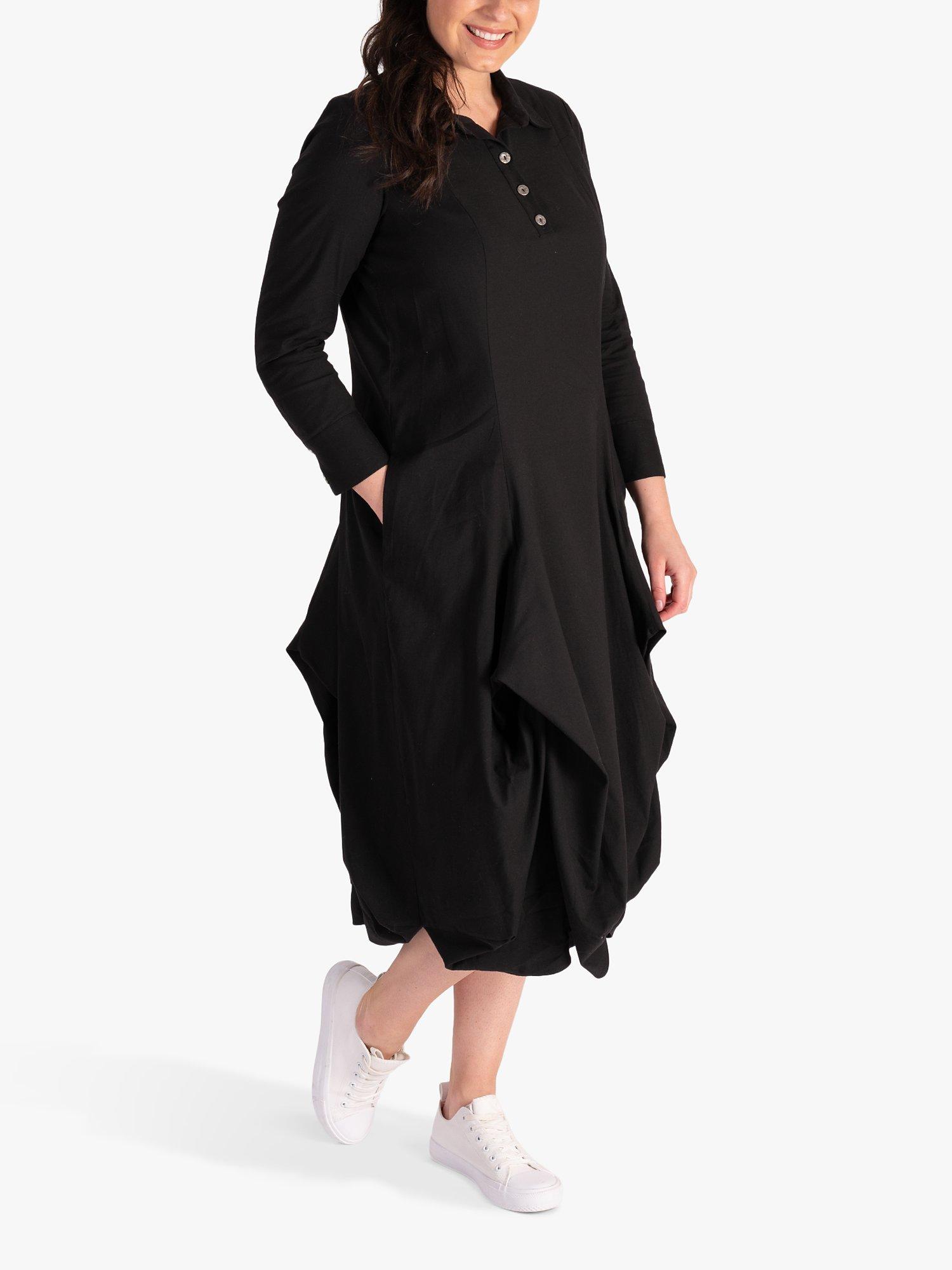Product image 3 of 7, which shows chesca Tuck Detail Midi Dress, Black, 12-14