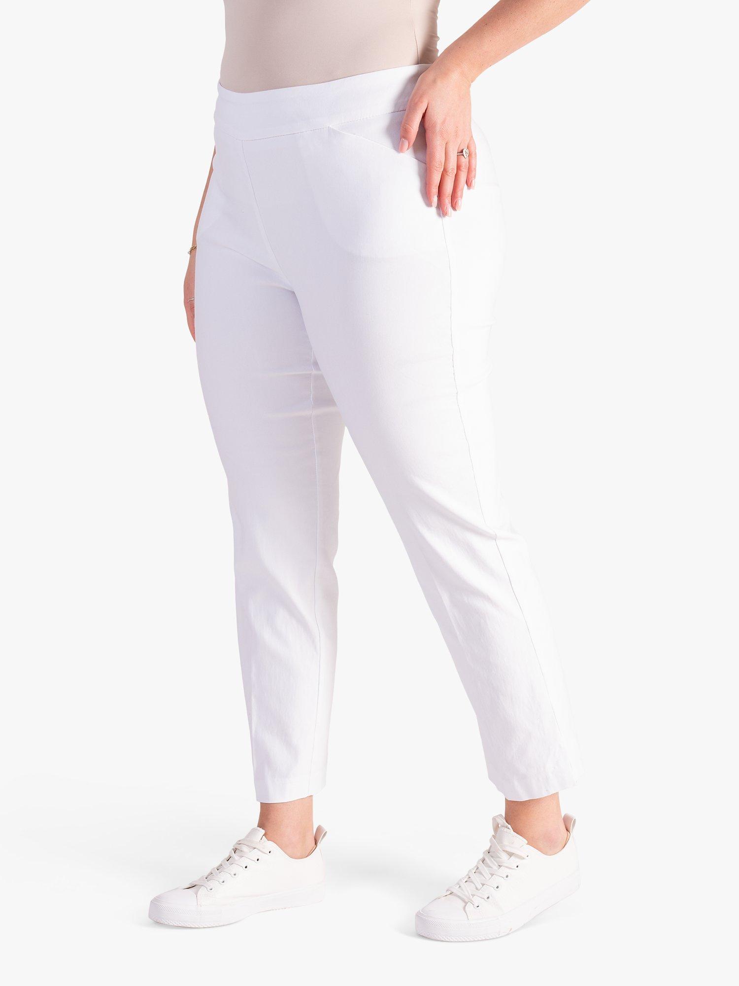 Product image 1 of 8, which shows chesca Slim Leg Trousers, White, 14