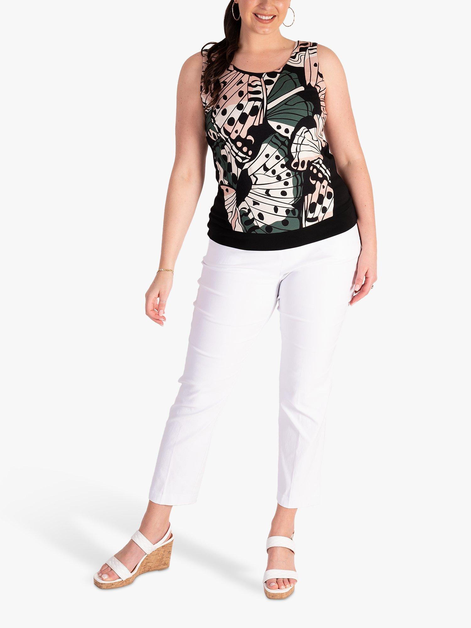 Product image 5 of 8, which shows chesca Slim Leg Trousers, White, 14