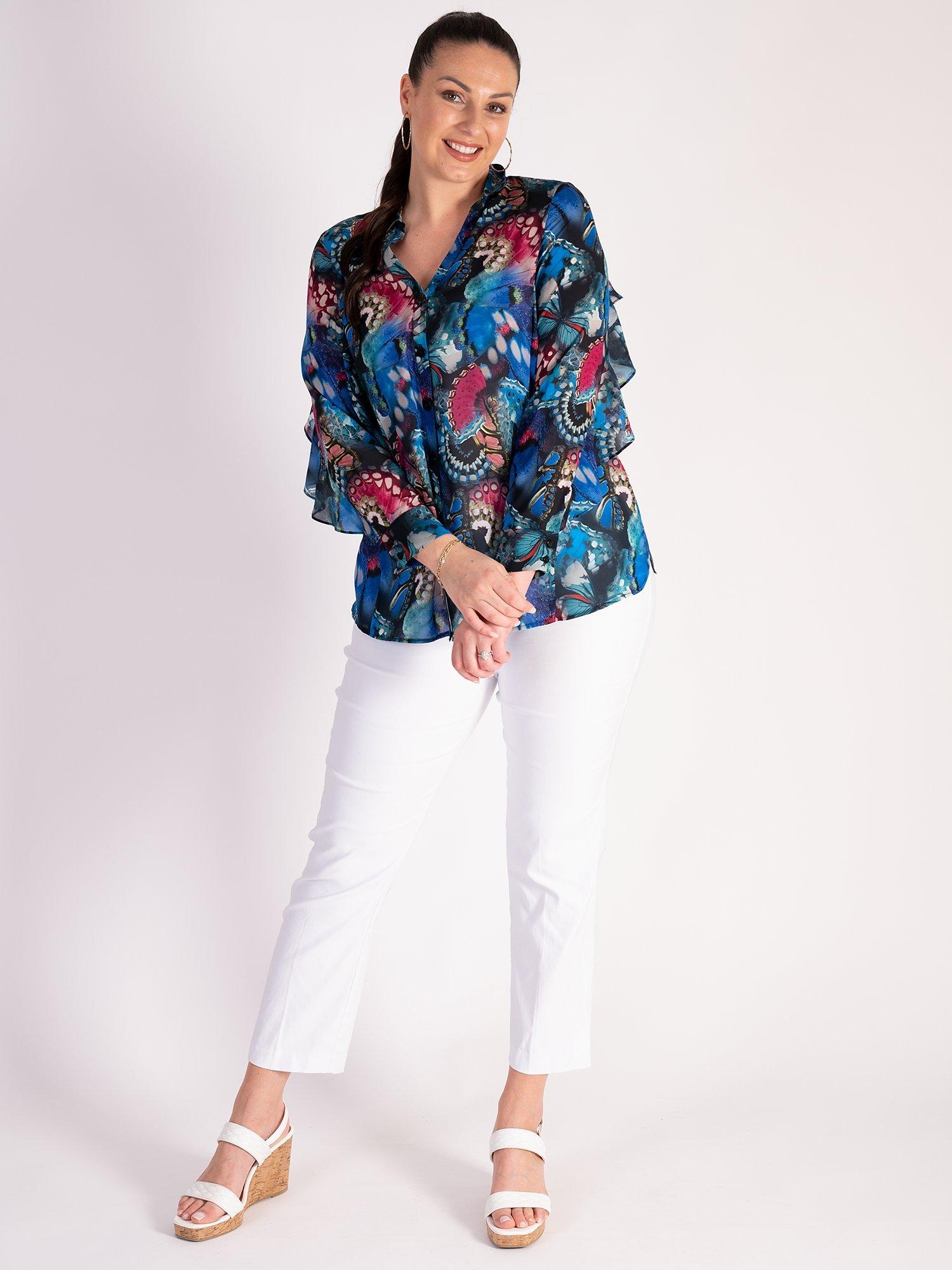 Product image 8 of 8, which shows chesca Slim Leg Trousers, White, 14