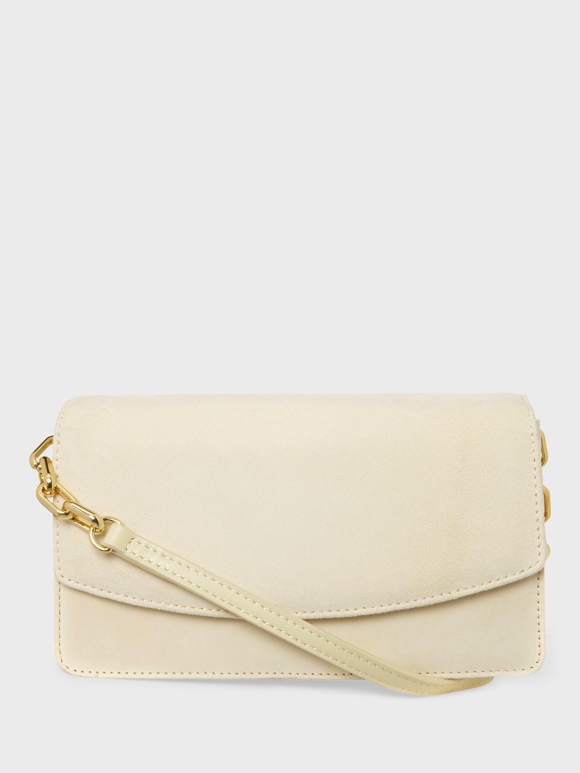 Hobbs Kensington Suede Clutch Bag, Pale Yellow, One Size