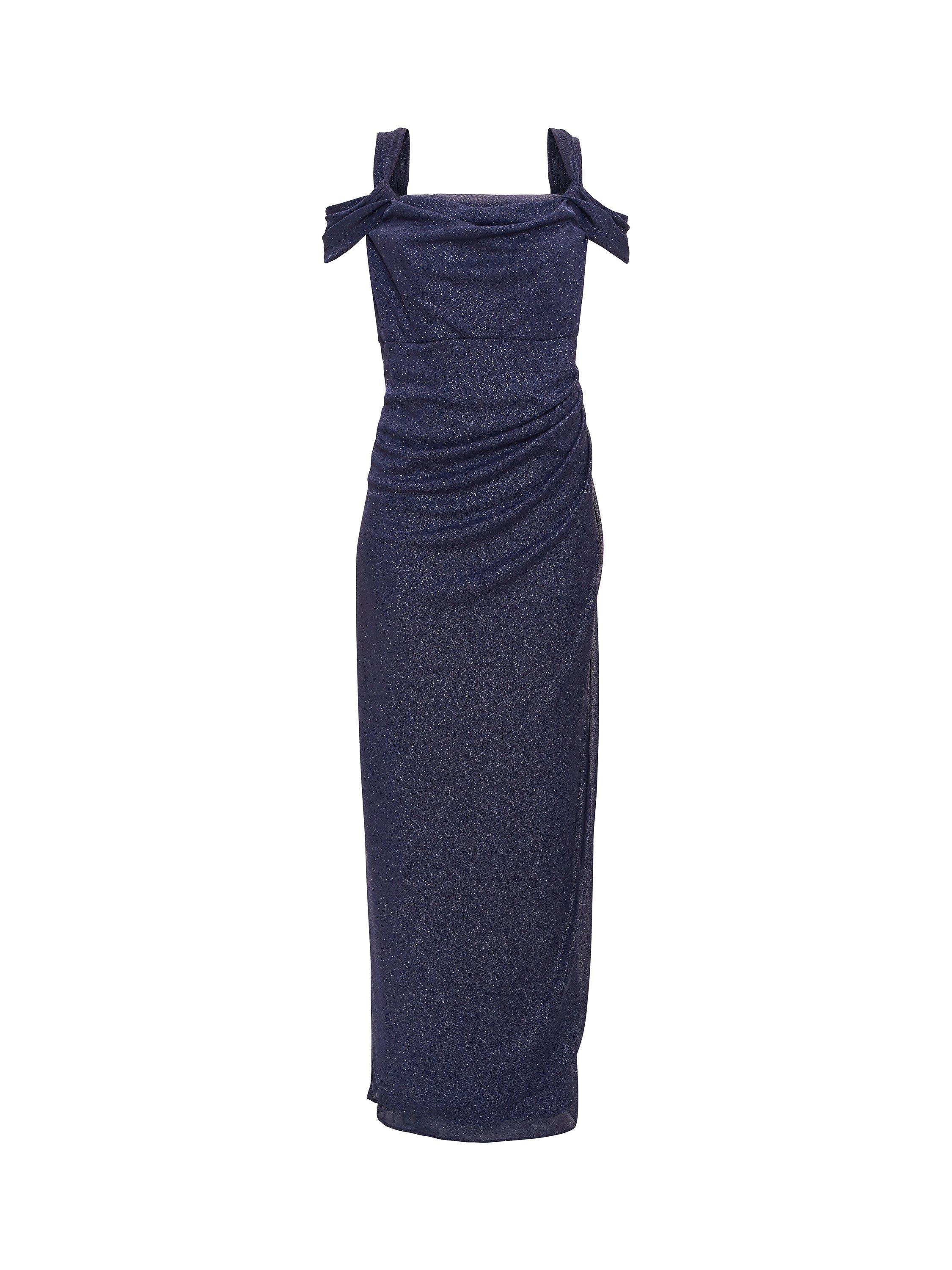 Product image 4 of 5, which shows Gina Bacconi Shree Cold Shoulder Maxi Dress, Navy, 12