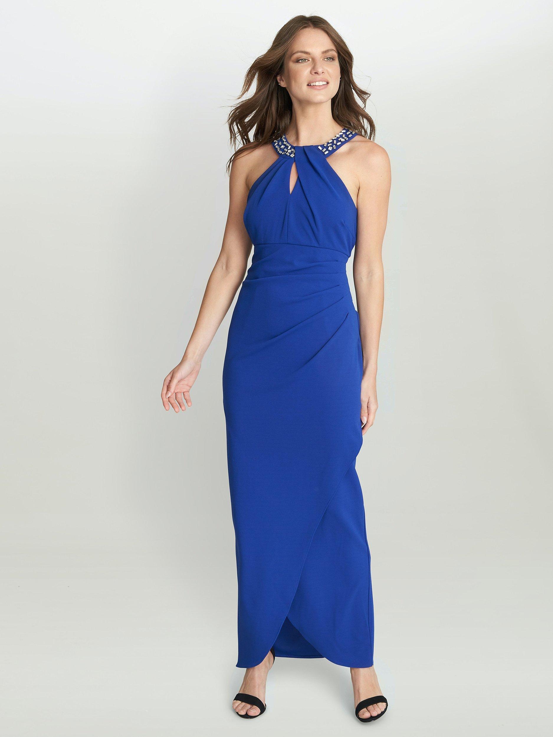 Product image 3 of 5, which shows Gina Bacconi Kasandra Embellished Maxi Dress, Cobalt, 20