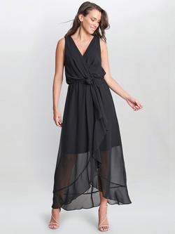 Gina Bacconi Imogen Wrap Maxi Dress, Black