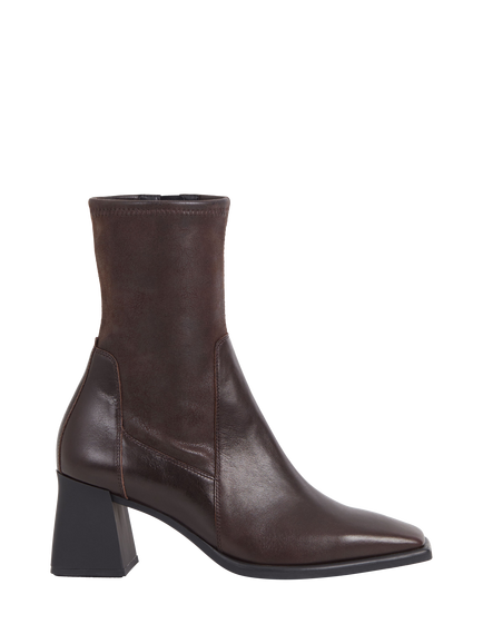 Vagabond Shoemakers Hedda Leather Square Toe Calf Boots, Chocolate, Chocolate