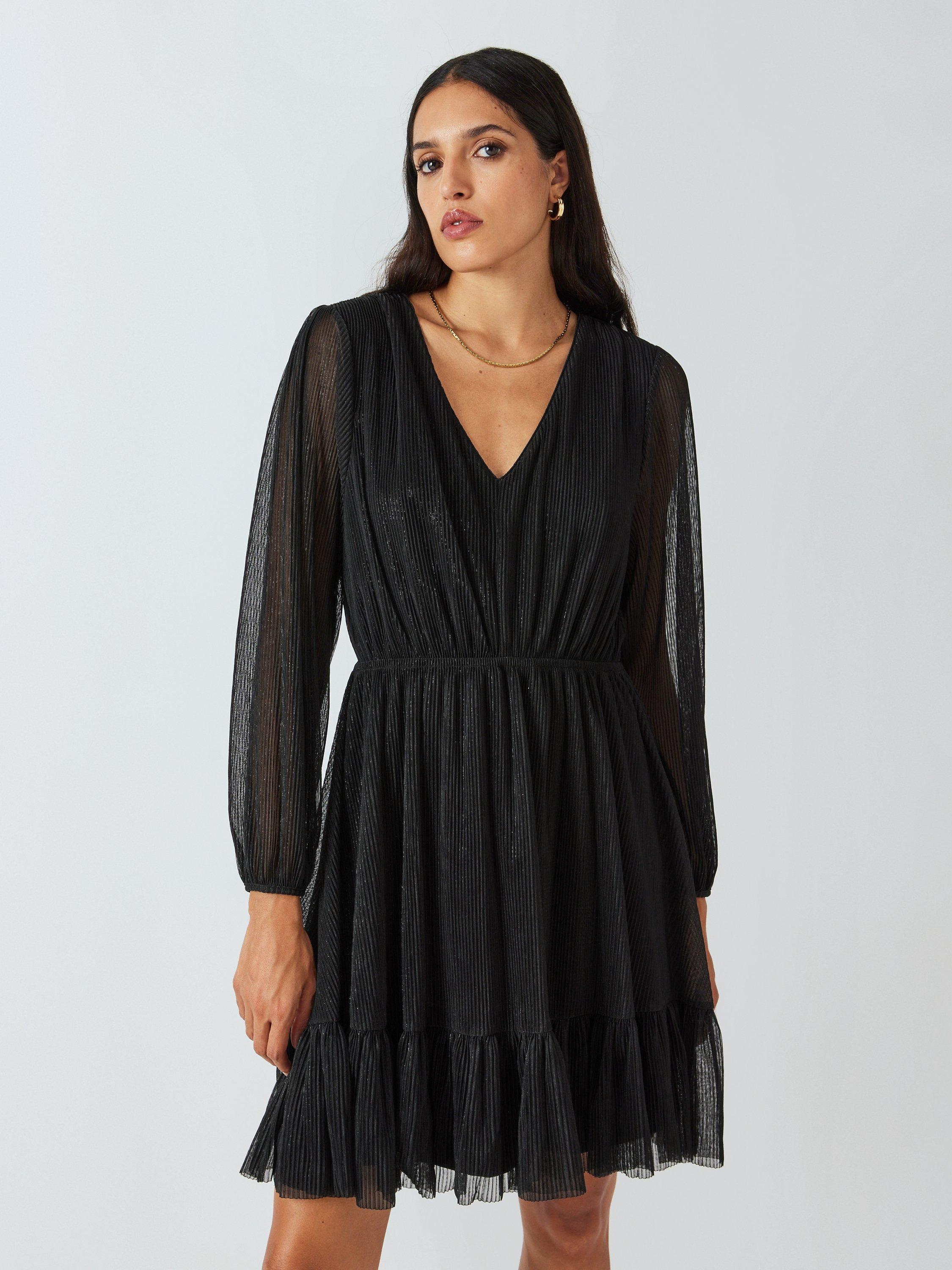 AND/OR Hazel Metallic Plisse Dress, Black