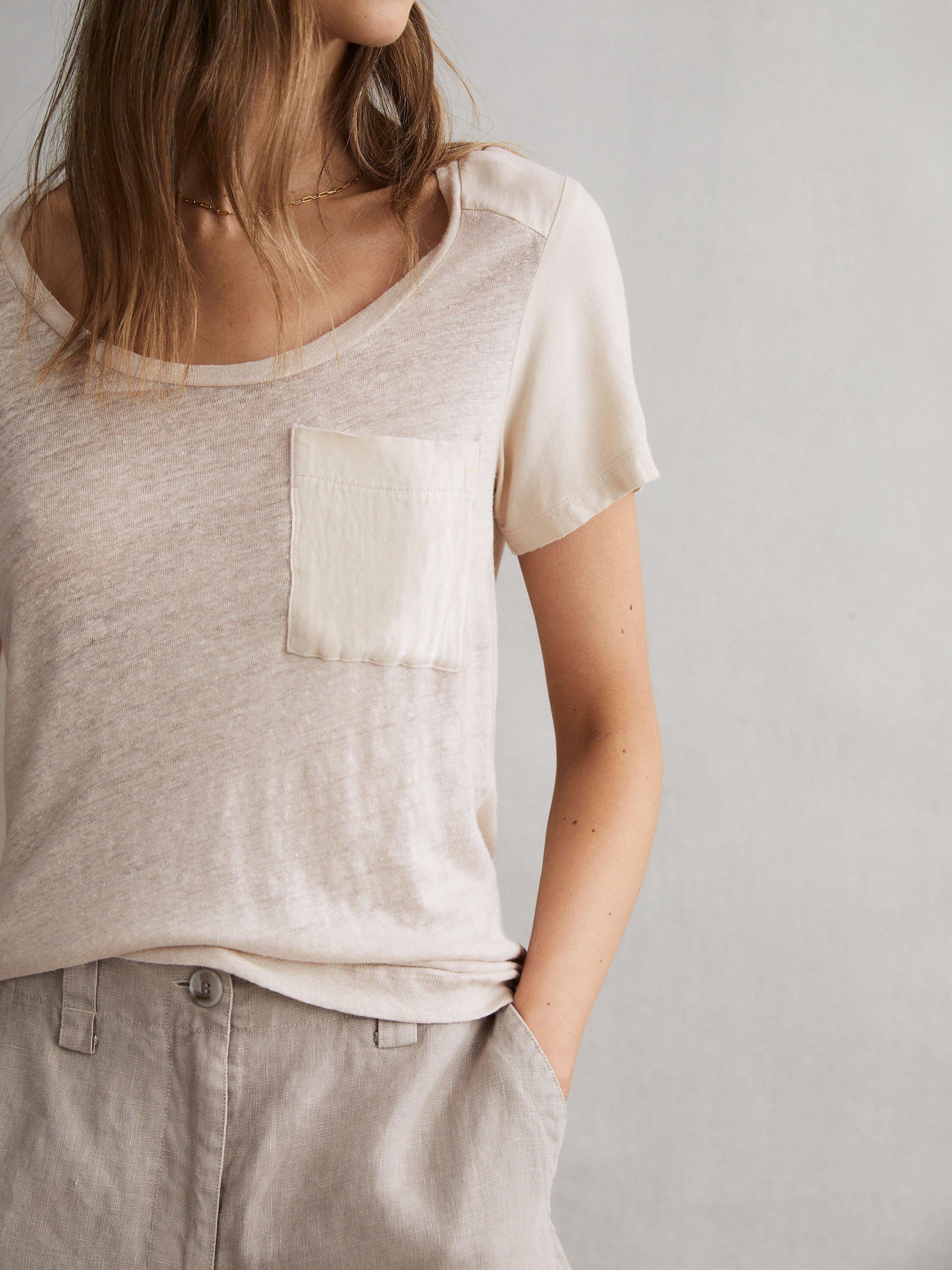 Reiss Camilla Linen Tee, Stone
