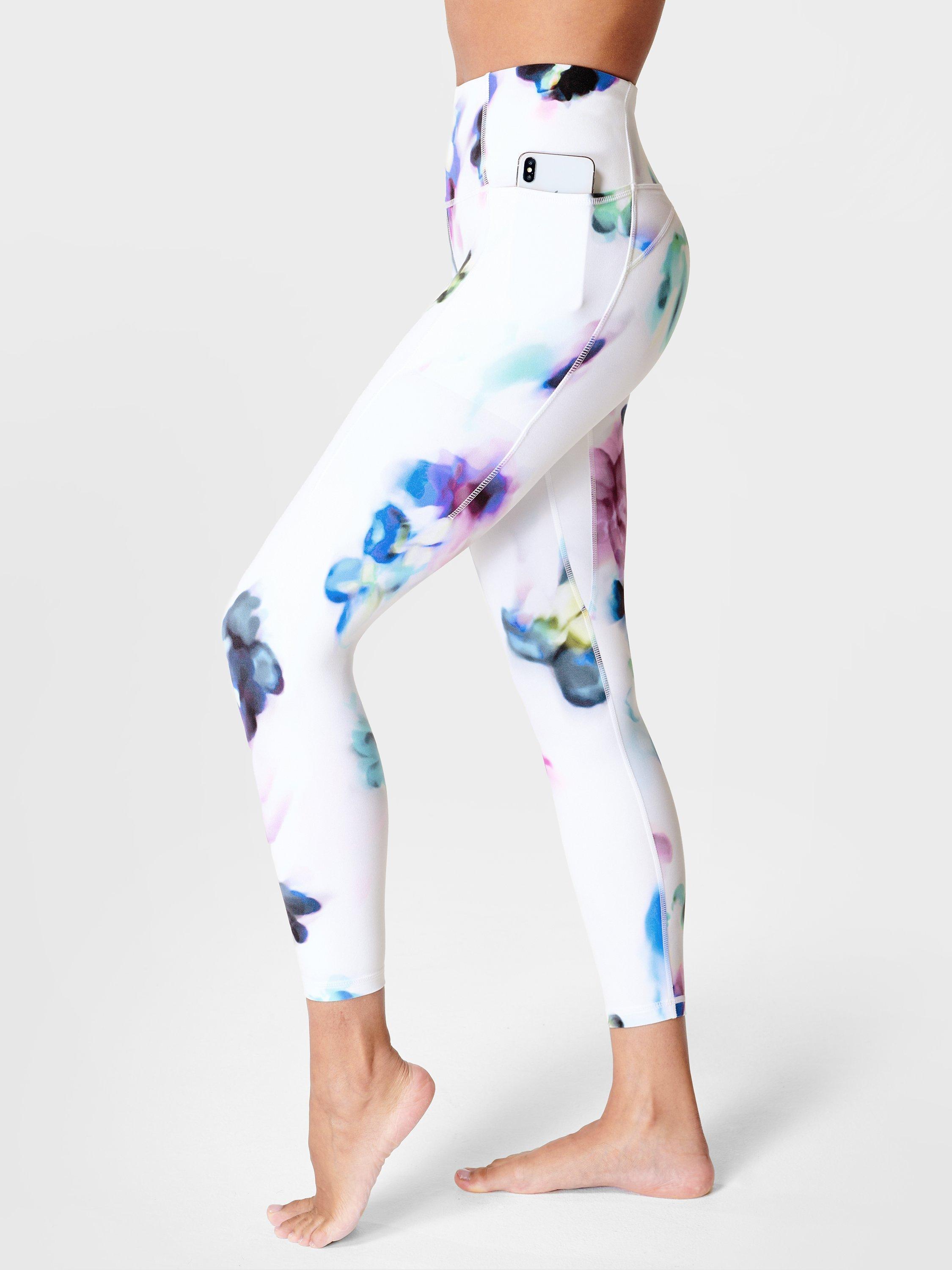 Sweaty Betty Super Soft 7/8 Yoga Leggings, White Pacific Print