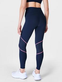 Sweaty Betty Zero Gravity 7/8 Running Leggings - view 2, Navy Blue/Hot Pink P