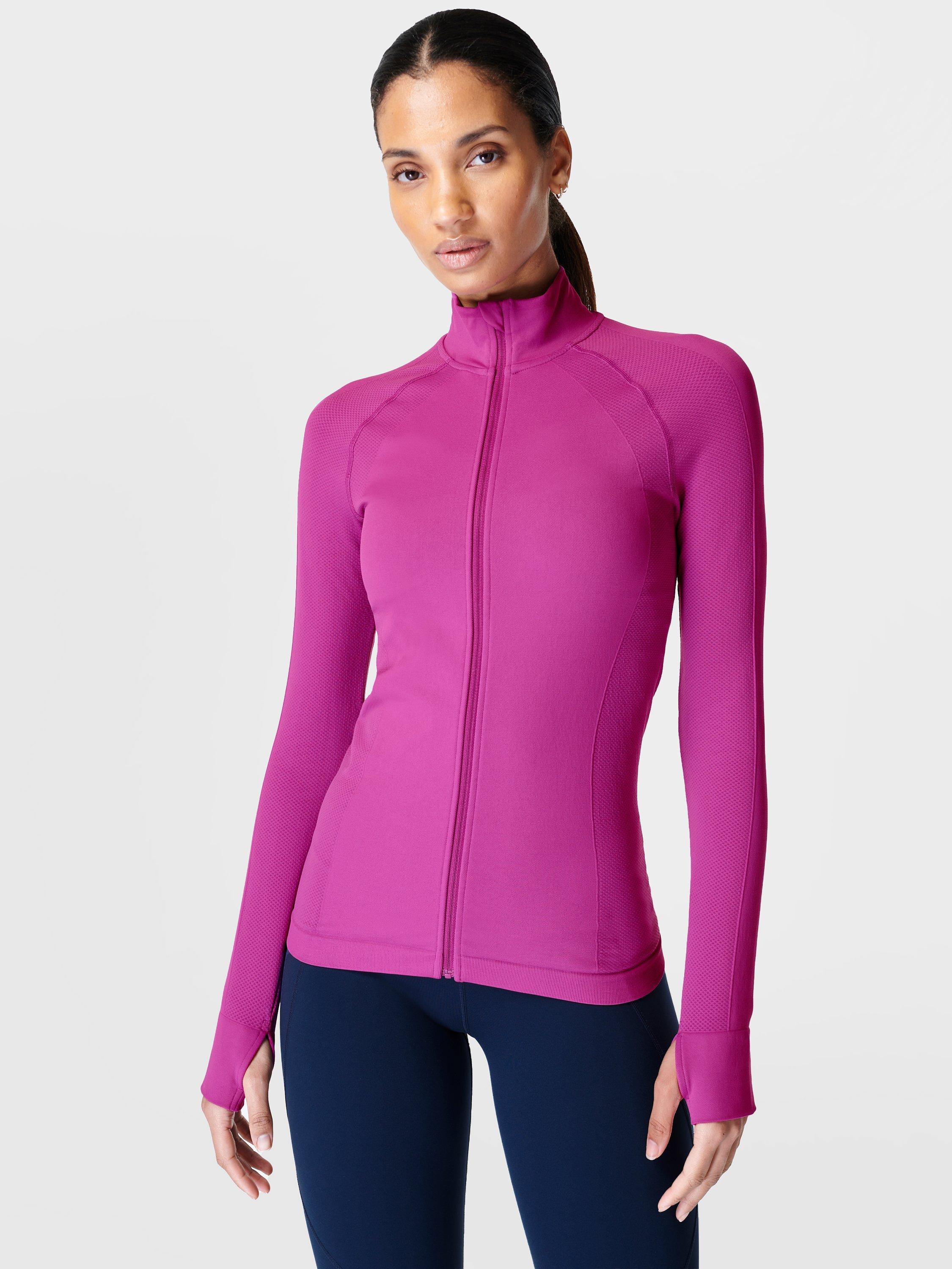 Sweaty Betty Athlete Doubleweight Seamless Zip-Up Jacket, Malbec Purple