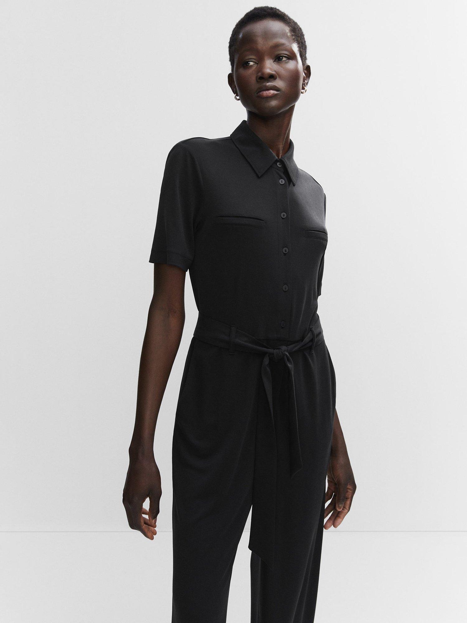 Mango Paula Shirt Boilersuit, Black