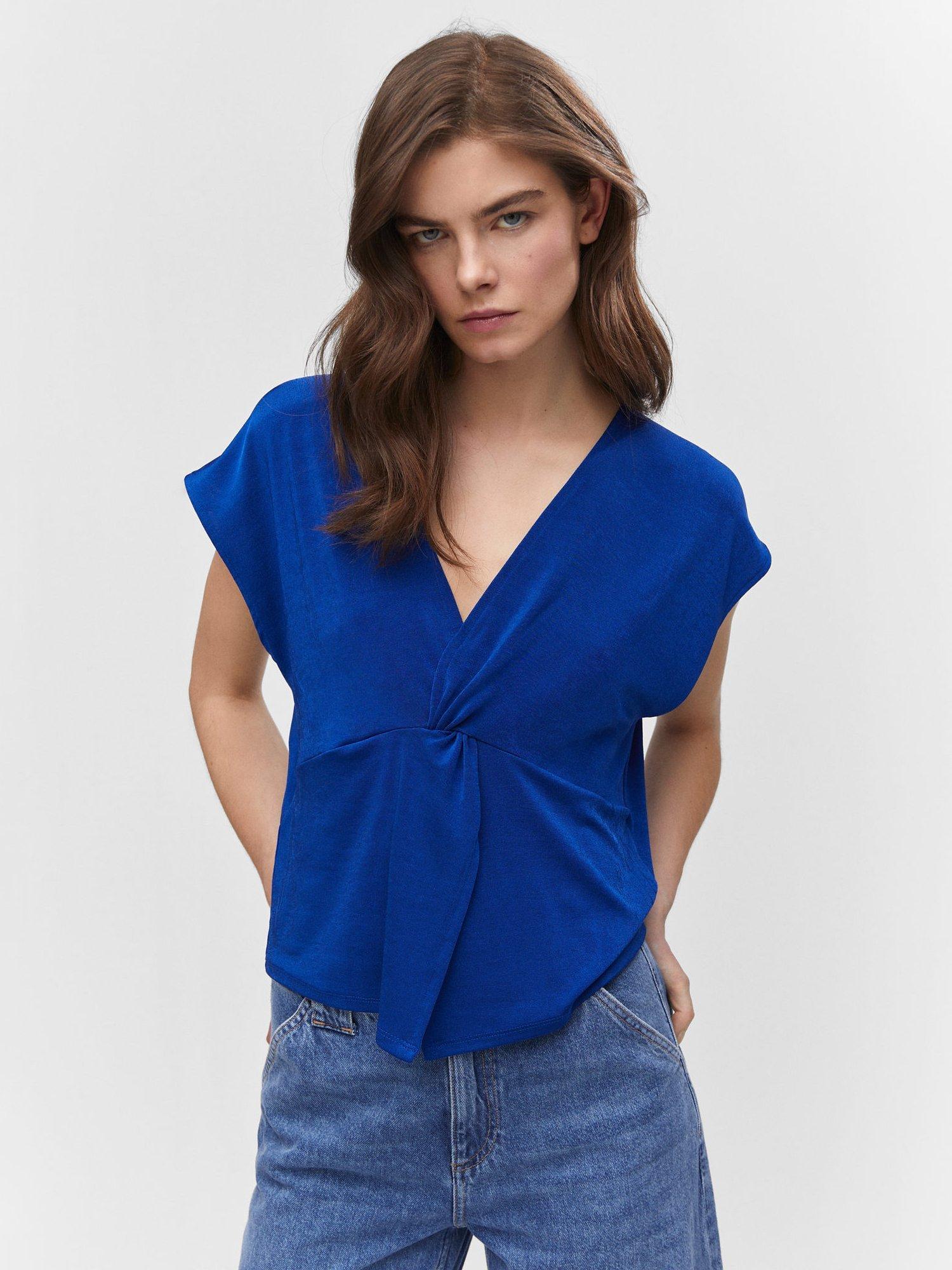Mango Knot Detail Crystal T-Shirt, Medium Blue