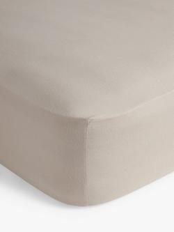 John Lewis Warm & Cosy Brushed Cotton Fitted Sheet, Latte