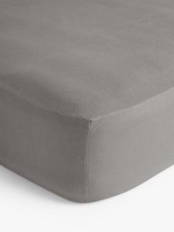 John Lewis Warm & Cosy Brushed Cotton Deep Fitted Sheet, Dove Grey