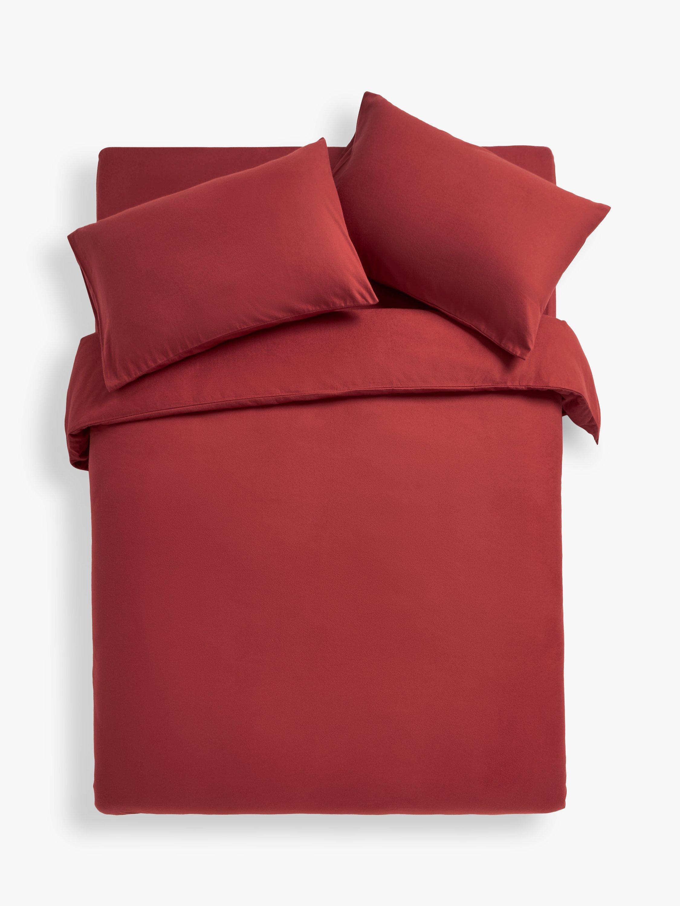 John Lewis Warm Cosy Plain Brushed Cotton Bedding Merlot