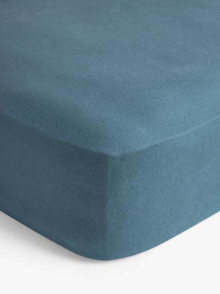 John Lewis Warm & Cosy Brushed Cotton Fitted Sheet, Bluestone