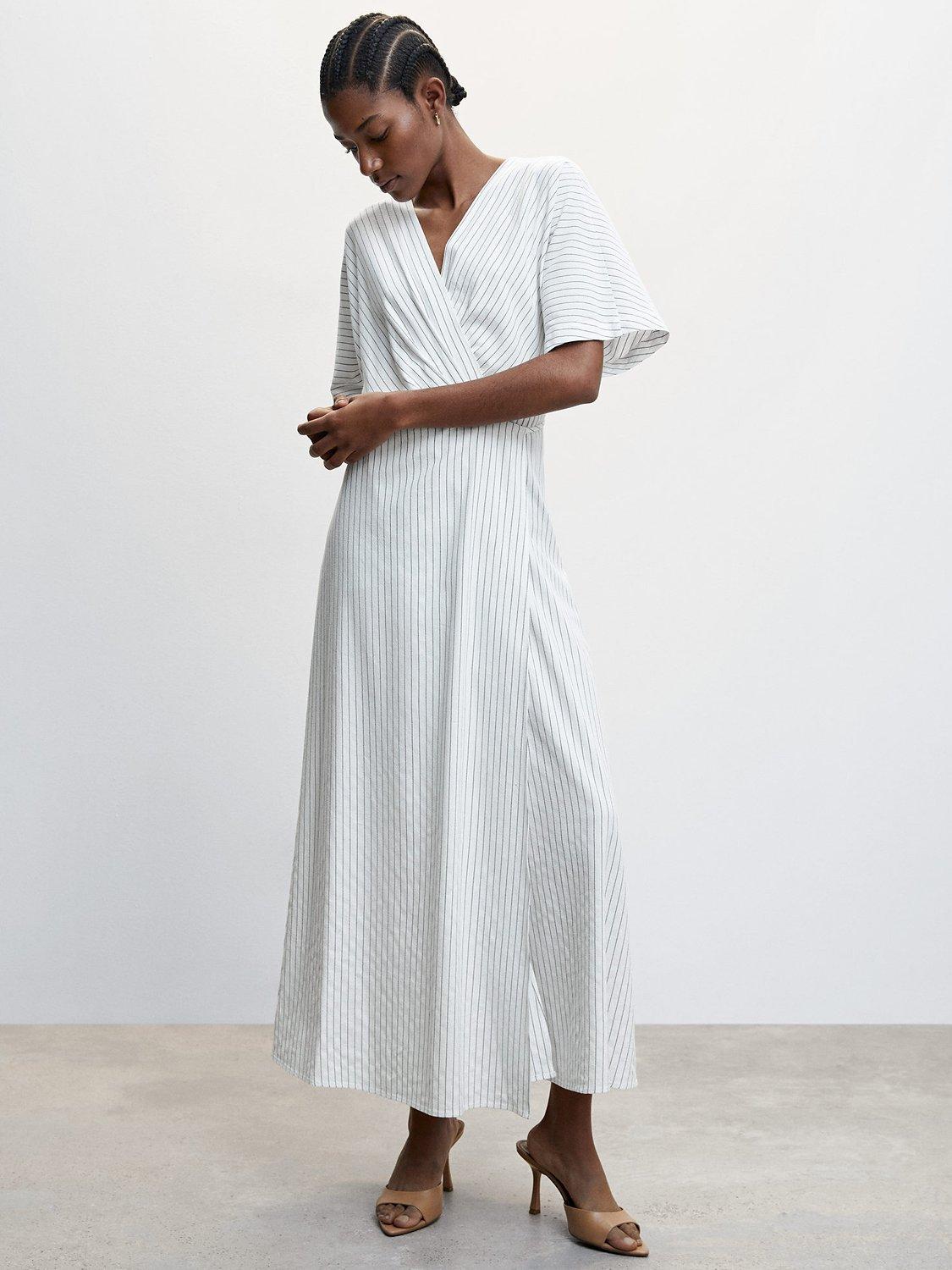 Mango Stripe Maxi Dress, Light Beige