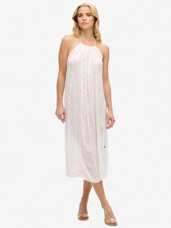 Superdry Halter Neck Midi Dress, Off White, Off White