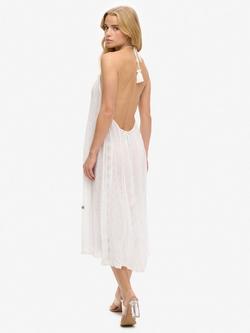 Superdry Halter Neck Midi Dress, Off White - view 2, Off White