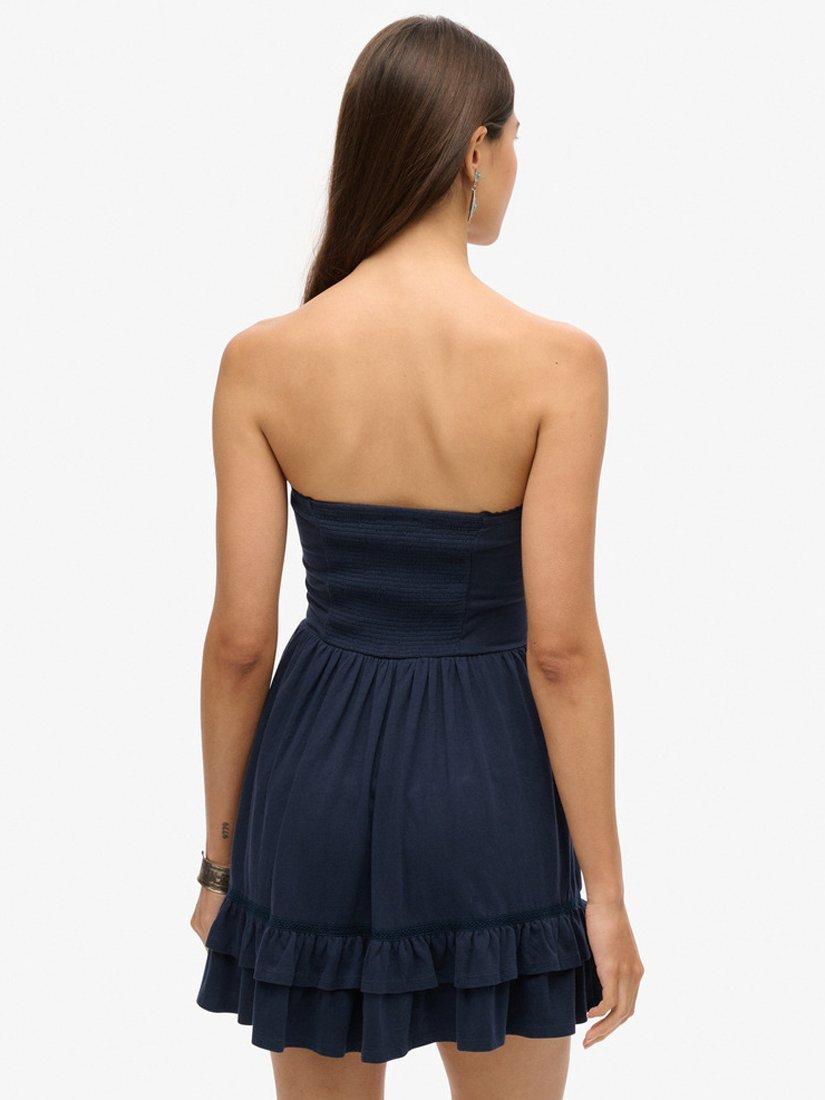 Product image 3 of 6, which shows Superdry 50s Lace Bandeau Mini Dress, Richest Navy, 10