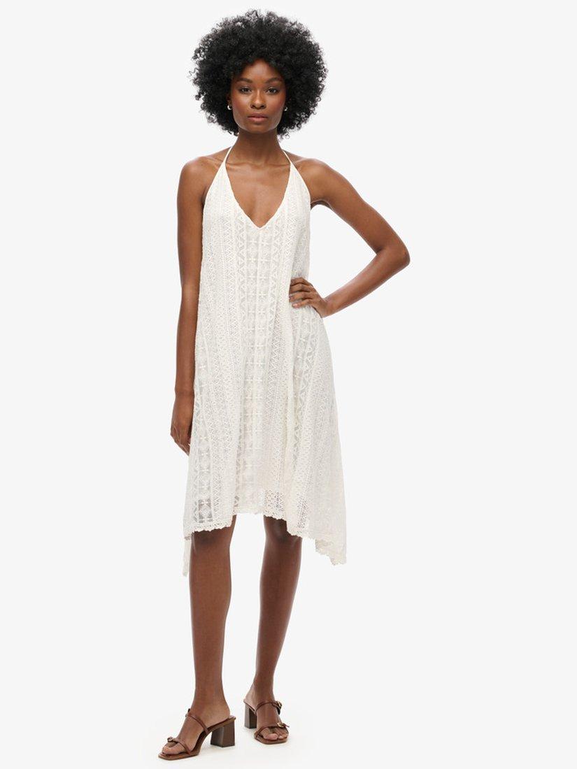 Product image 1 of 5, which shows Superdry All Lace Midi Dress, Off White, 6