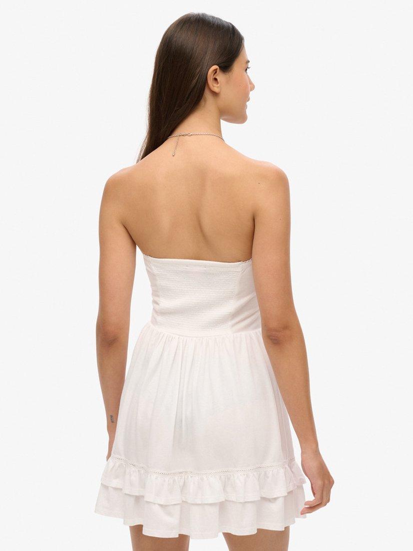 Product image 2 of 7, which shows Superdry 50s Lace Bandeau Mini Dress, Optic, 6