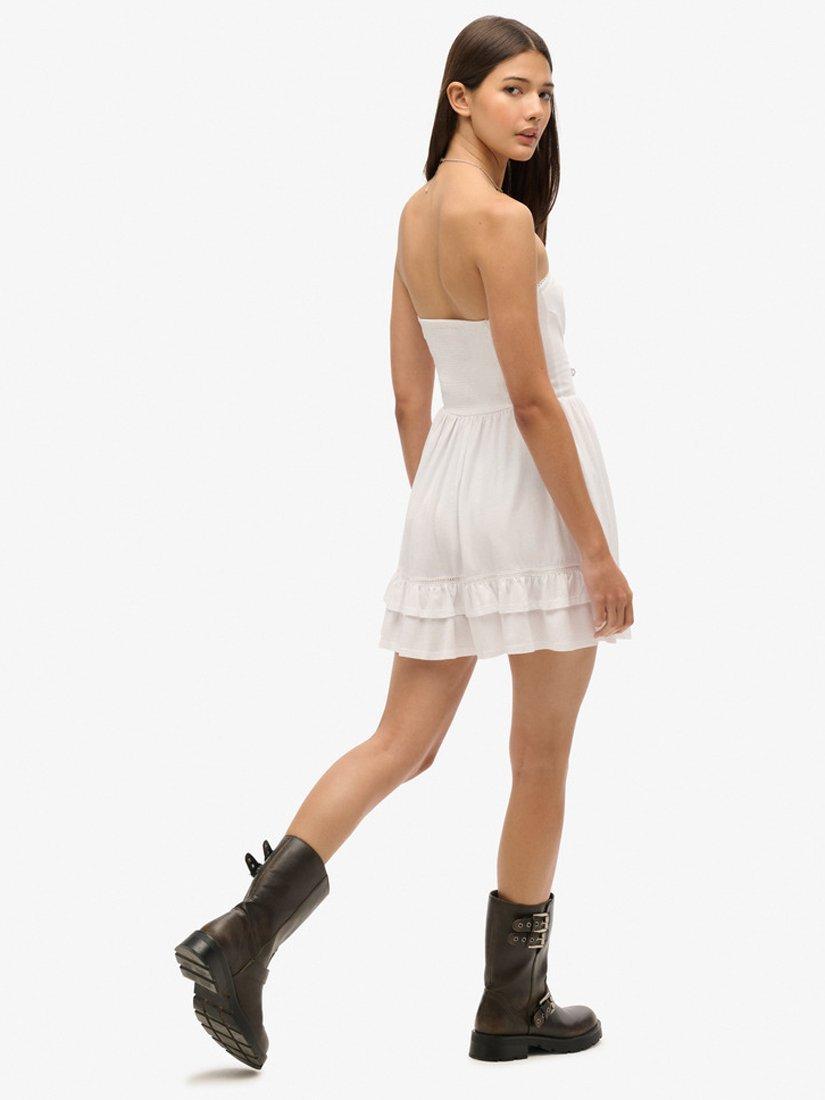 Product image 5 of 7, which shows Superdry 50s Lace Bandeau Mini Dress, Optic, 6