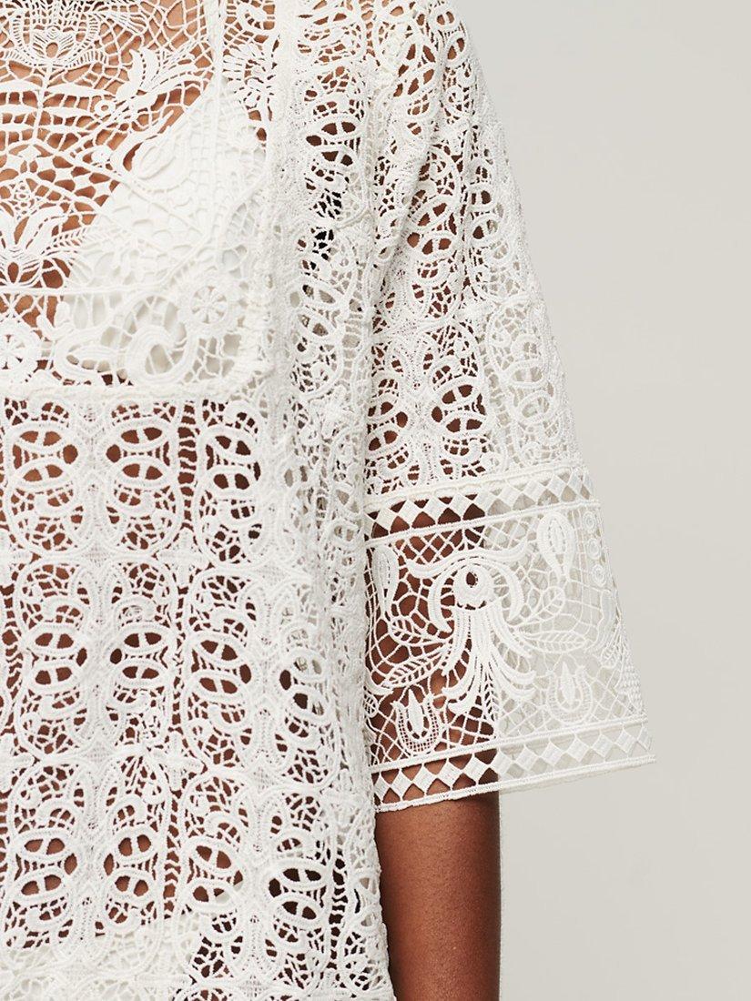Product image 4 of 6, which shows Superdry Beach Cover Up Lace Mini Dress, Ecru, 6-8